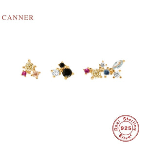 Three Earrings Stud Earrings 925 Sterling Silver Fine Jewelry