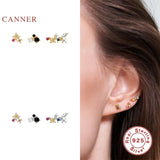 Three Earrings Stud Earrings 925 Sterling Silver Fine Jewelry