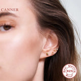 Three Earrings Stud Earrings 925 Sterling Silver Fine Jewelry