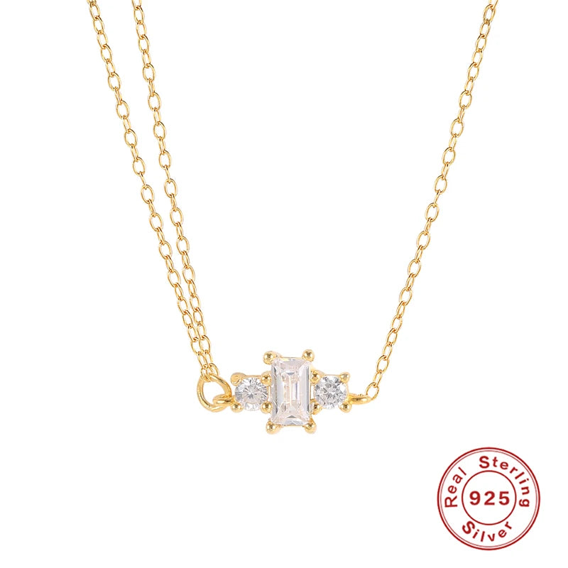Zircon Necklace 925 Sterling Silver Jewelry Choker Bijoux Collar