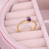 Purple Crystal Ring 925 Sterling Silver Fine Jewelry for Women Wedding