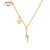 925 Silver Zircon Lightning Pendant Necklace for Women