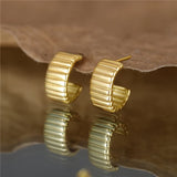 925 Silver Stripe Stud Earrings for Women Fine Jewelry