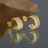 925 Silver Stripe Stud Earrings for Women Fine Jewelry