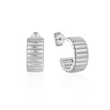 925 Silver Stripe Stud Earrings for Women Fine Jewelry