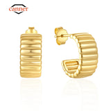 925 Silver Stripe Stud Earrings for Women Fine Jewelry