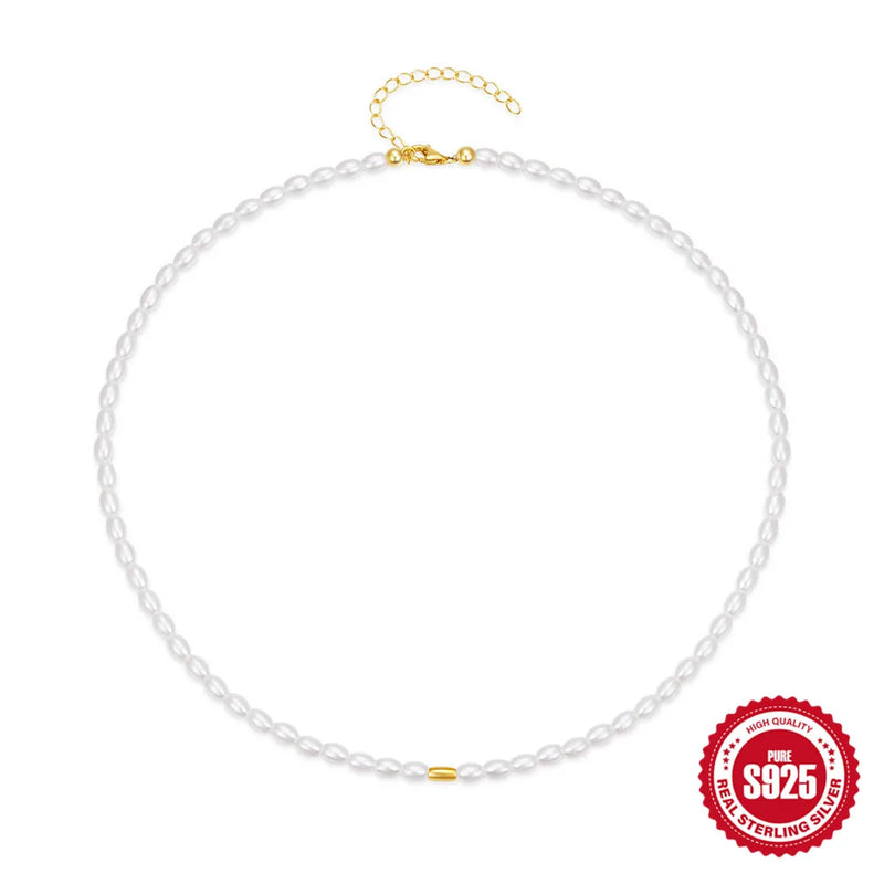 S925 Sterling Silver Plated Pearl Clavicle Chain For Women