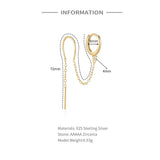 Sterling Silver Zircon Hoop Earrings with Tassels