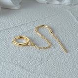 Sterling Silver Zircon Hoop Earrings with Tassels