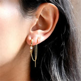 Sterling Silver Zircon Hoop Earrings with Tassels