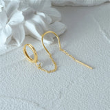 Sterling Silver Zircon Hoop Earrings with Tassels