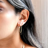 Sterling Silver Zircon Hoop Earrings with Tassels