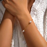 S925 Sterling Silver Bead Spacer Pearl Bracelet for Women