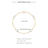 S925 Sterling Silver Bead Spacer Pearl Bracelet for Women Party