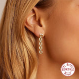 Sterling Silver Watchband Chain Tassels Earrings