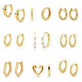 925 Silver Heart Earrings Hoops Glossy Piercing Jewelry