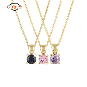 S925 Birthstone Zirconia Pendant Necklace for Women