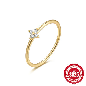 Elegant Flower Ring S925 Sterling Silver 18K Gold-Plated Birthday Gift