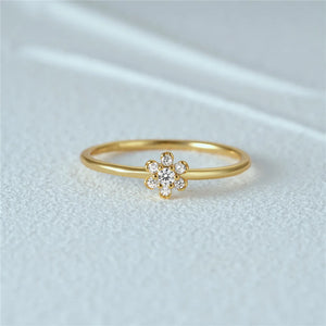 Elegant Flower Ring S925 Sterling Silver 18K Gold-Plated Birthday Gift