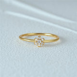 Elegant Flower Ring S925 Sterling Silver 18K Gold-Plated Birthday Gift