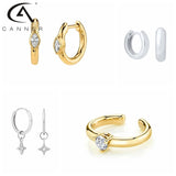 Women Hoop Earrings Horse Eye Diamond 925 Silver Party Gift