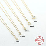 Small Round CZ Pendant Necklace 925 Sterling Silver Crystal Chain for Women