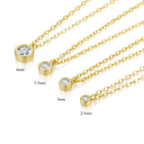 Small Round CZ Pendant Necklace 925 Sterling Silver Crystal Chain for Women
