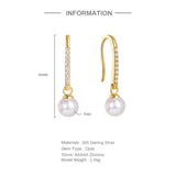 Simulated Pearls Dangle Earrings 925 Sterling Silver Jewelry Gift