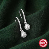 Simulated Pearls Dangle Earrings 925 Sterling Silver Jewelry Gift
