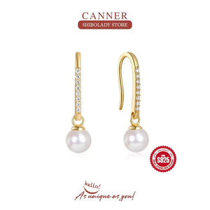 Simulated Pearls Dangle Earrings 925 Sterling Silver Jewelry Gift