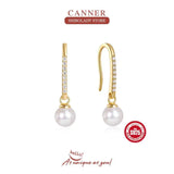 Simulated Pearls Dangle Earrings 925 Sterling Silver Jewelry Gift