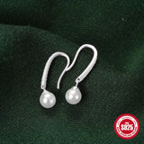 Simulated Pearls Dangle Earrings 925 Sterling Silver Jewelry Gift