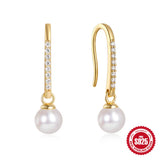 Simulated Pearls Dangle Earrings 925 Sterling Silver Jewelry Gift