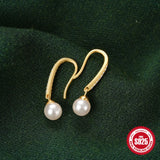 Simulated Pearls Dangle Earrings 925 Sterling Silver Jewelry Gift