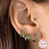 925 Silver Crystal Hoop Earrings Colorful Zircon Jewelry
