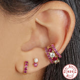 925 Silver Crystal Hoop Earrings Colorful Zircon Jewelry