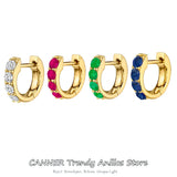 925 Silver Crystal Hoop Earrings Colorful Zircon Jewelry