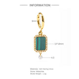 925 Silver Malachite Zircon Hoop Earrings Dangle CZ Stone Women Jewelry