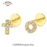 Zirconia 925 Silver Cross Stud Earrings Wedding Jewelry