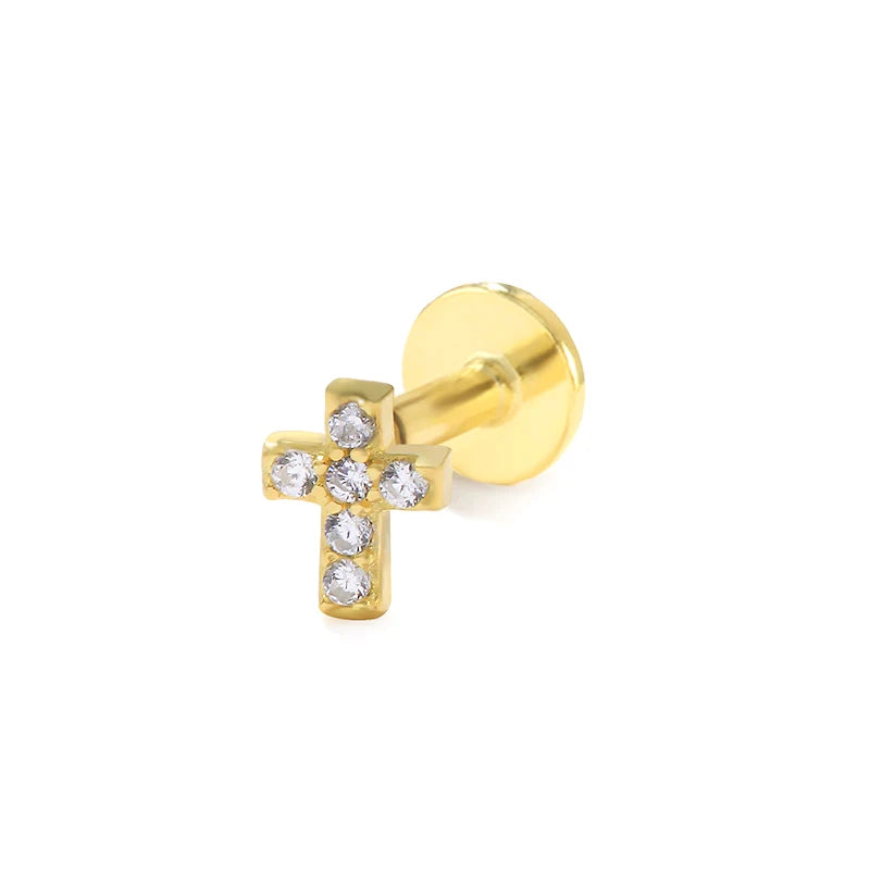 Zirconia 925 Silver Cross Stud Earrings Wedding Jewelry