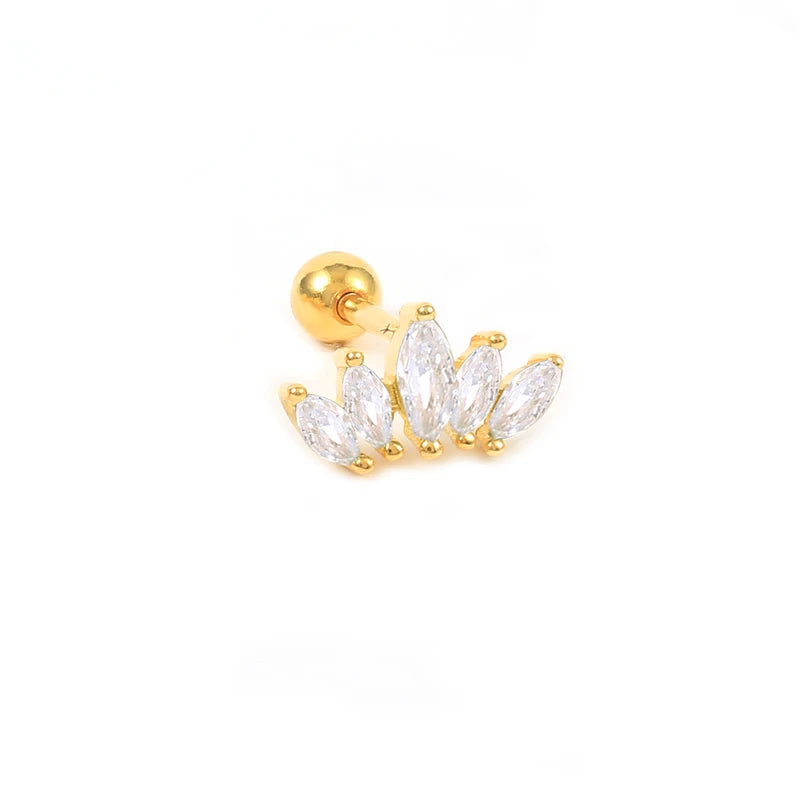 925 Silver Colorful Crown Zircon Ear Studs for Women