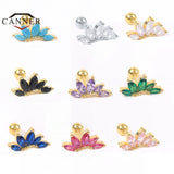 925 Silver Colorful Crown Zircon Ear Studs for Women