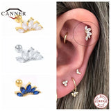 925 Silver Colorful Crown Zircon Ear Studs for Women