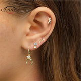 925 Silver Colorful Crown Zircon Ear Studs for Women