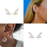 925 Silver Horse Eye Zircon Stud Earrings Ins Style Cartilage Piercing