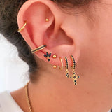 925 Silver CZ Zircon Stud Hoop Earrings for Women