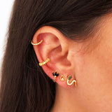 925 Silver CZ Zircon Stud Hoop Earrings for Women