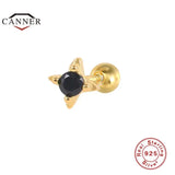 Zircon Stone Stud Earrings 925 Sterling Silver Cartilage Pierced Earring