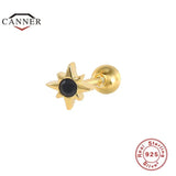 Zircon Stone Stud Earrings 925 Sterling Silver Cartilage Pierced Earring