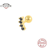 Zircon Stone Stud Earrings 925 Sterling Silver Cartilage Pierced Earring